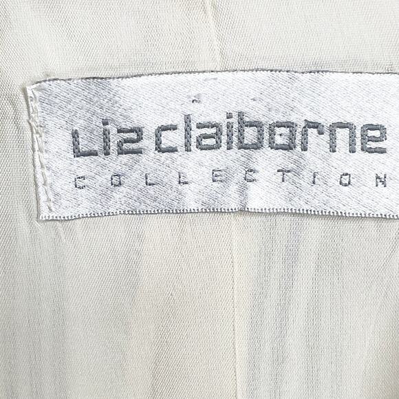 LIZ CLAIBORNE Striped Short Sleeve Blazer Double Breasted Beige Black Size 8 - Picture 5 of 9